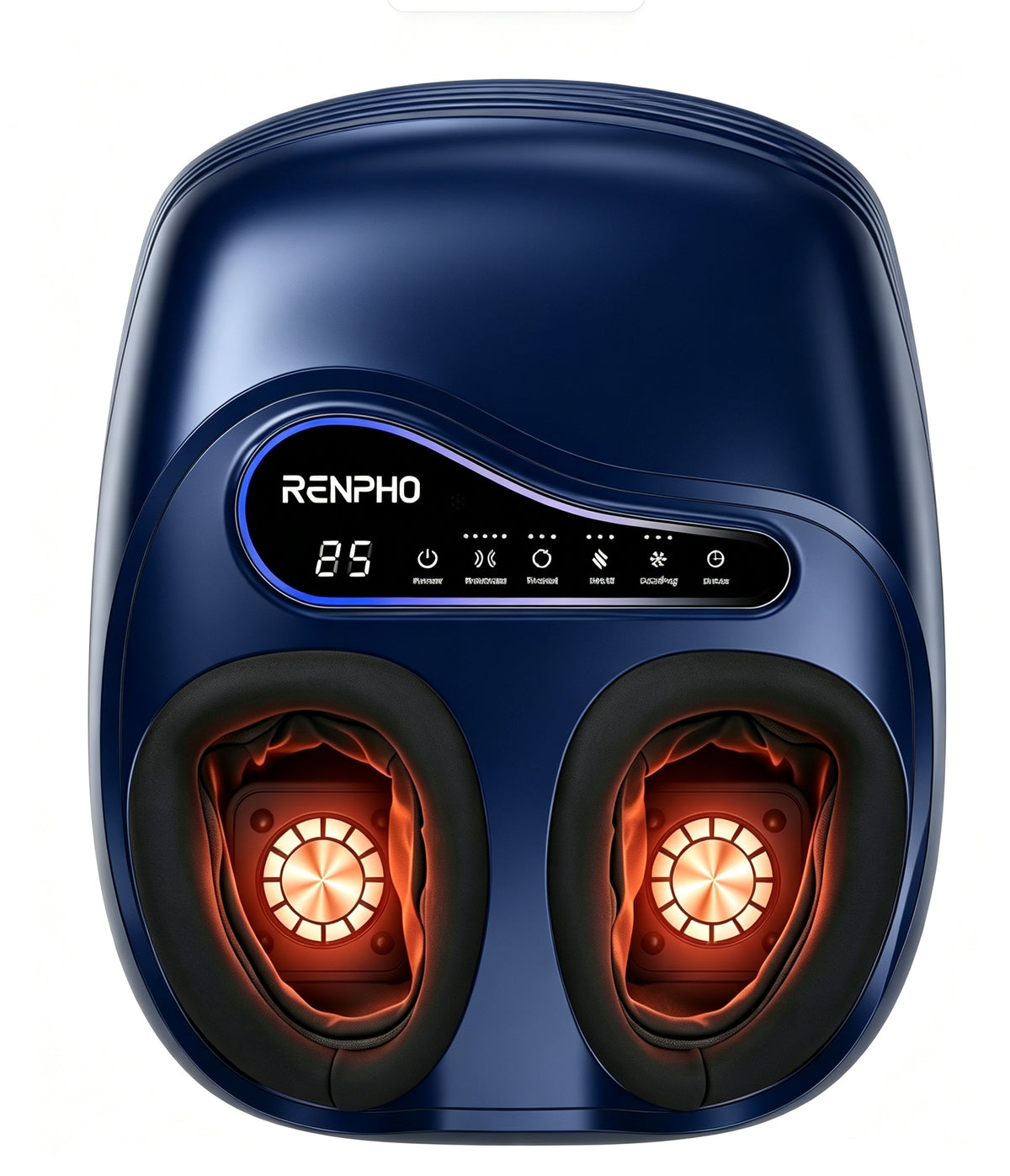 RENPHO Foot Massager with Heat, 3 Kneading & 5 Compression Settings, Shiatsu Foot Massager for Plantar Fasciitis, Neuropathy & Muscle Recovery, Navy Blue