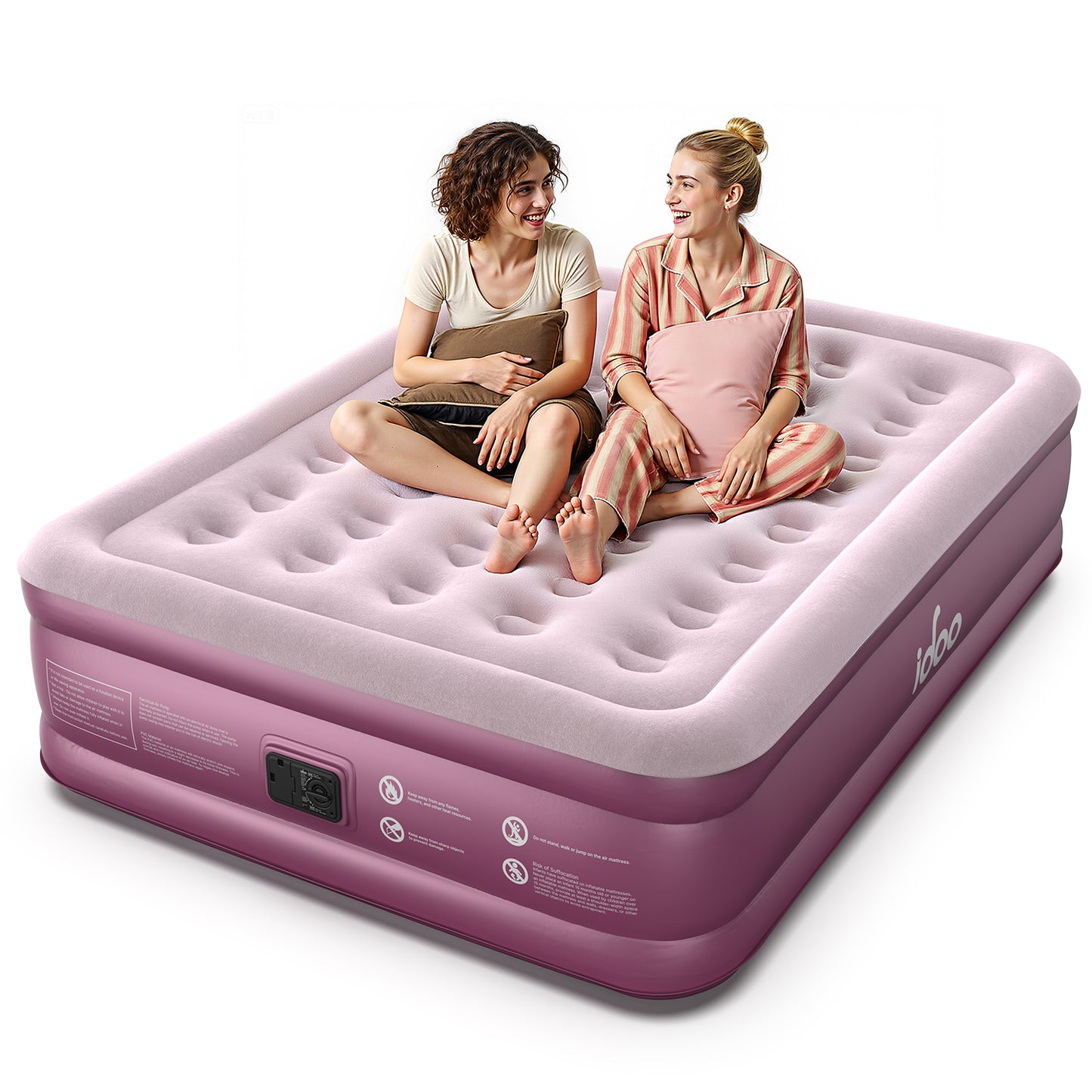 iDOO Air Mattress Queen with Built in Pump, Blow up Mattress, 18 Raised Inflatable Mattress for Home Camping and Guest Bed, Pink