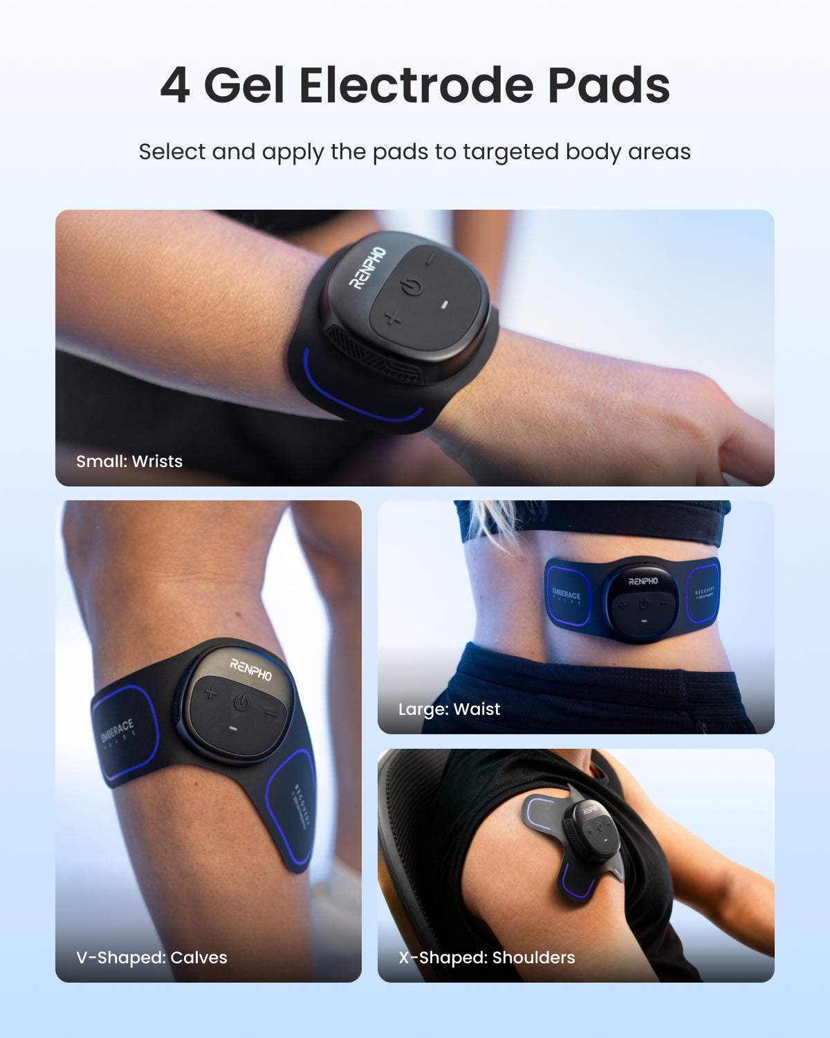 RENPHO Wireless TENS Unit Muscle Stimulator, Portable EMS Muscle Stimulator Machine, Rechargeable TENS Machine Muscle Relaxer for Back, Waist, Shoulders, Legs, 4 Gel Electrode Pads