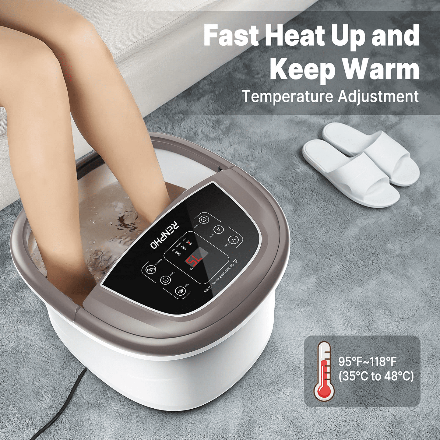 RENPHO Foot Spa Bath Massager with Heat Bubbles Massage & Jets Relieve Feet Muscle Pain