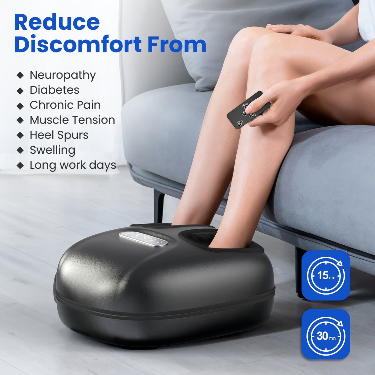 Renpho Shiatsu Foot Massager with Heat for Neuropathy Tired Foot Blood Circulation, FSA HSA Eligible,Black, Birthday Gifts for Mom Dad Men