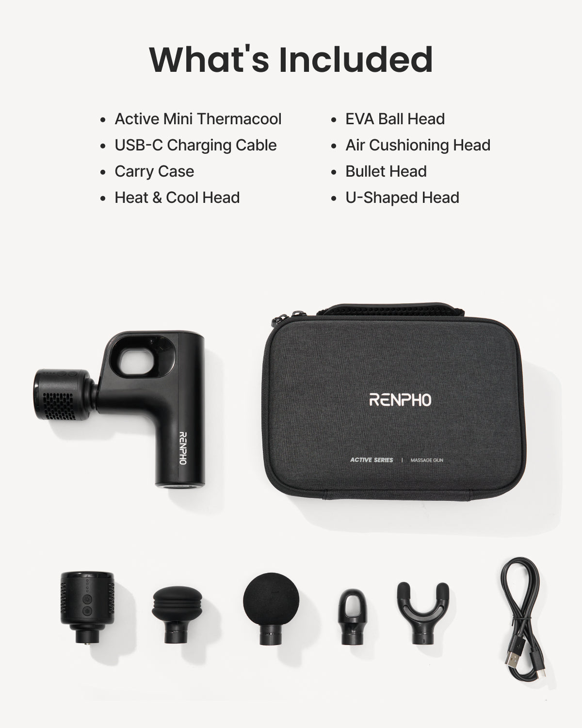 RENPHO Active Mini Thermacool Massage Gun with Heat and Cold, Percussion Deep Tissue Back Massager Ergonomic Design with 5 Speeds for Muscle Therapy, Travel Massage Gun with Carry Case, Portable