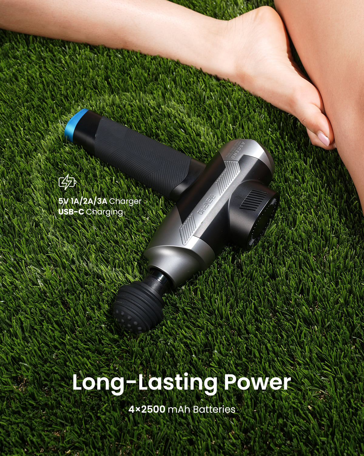 RENPHO Massage Gun Deep Tissue with 6-12mm Adjustable Amplitude Heavy-Duty, Percussion Professional Muscle Massager Gun with Portable Case for Athtetes & Home Use