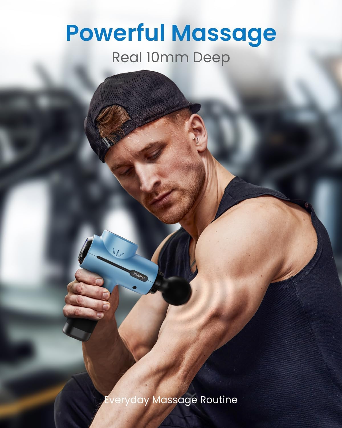 Massagepistole, RENPHO Active Massage Gun für Tiefes Gewebe, Rücken Massagepistole Massagegerät mit USB C Aufladung zur Muskel Massage Entspannen, Bestes Geschenk für Familie