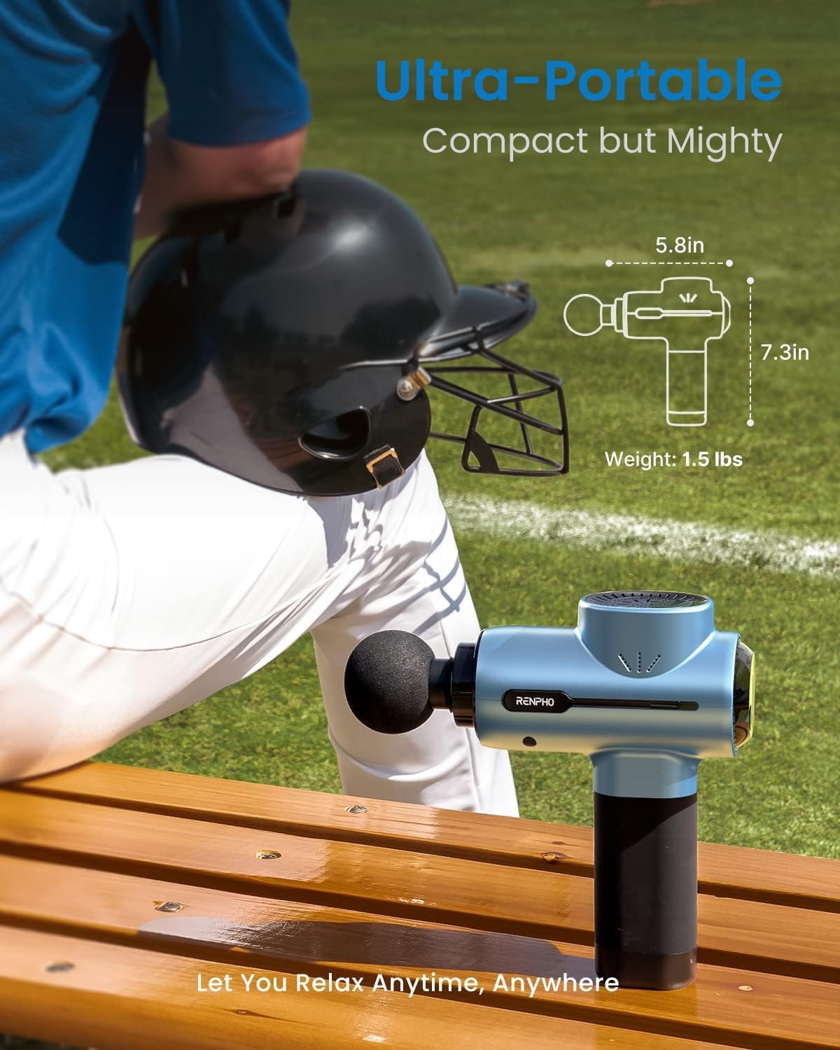 Massagepistole, RENPHO Active Massage Gun für Tiefes Gewebe, Rücken Massagepistole Massagegerät mit USB C Aufladung zur Muskel Massage Entspannen, Bestes Geschenk für Familie