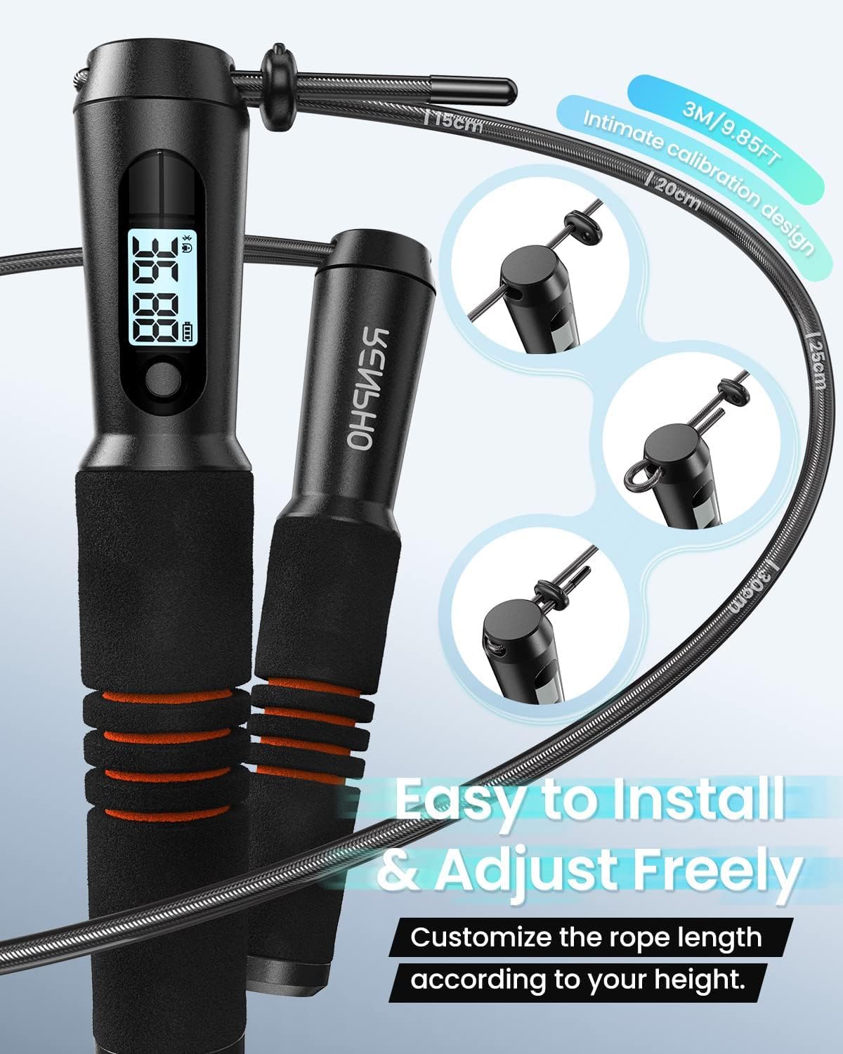 RENPHO - Cuerda de saltar inteligente Fitness Skipping Rope con análisis de datos APP - Cuerda de saltar de entrenamiento - Cuerda de saltar para fitness, crossfit, deporte profesional, cuerda de