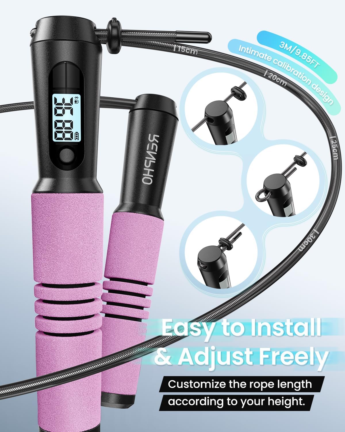 RENPHO Corda per saltare Smart Fitness Skipping Rope con analisi dei dati APP, corda per saltare allenamento, corda per saltare fitness, crossfit, sport professionale, corda per saltare