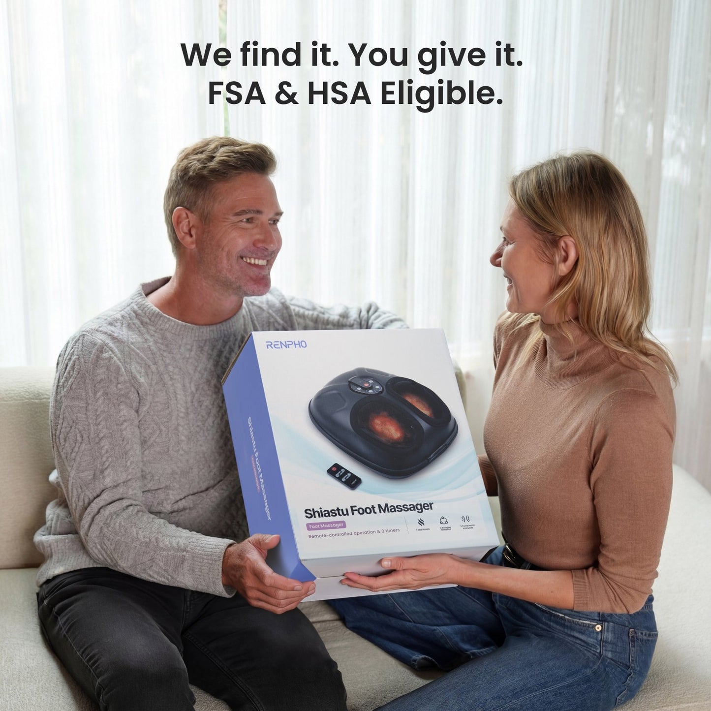 RENPHO Foot Massager with Heat, Shiatsu Foot Massager Machine for Neuropathy Pain and 10 Air Compression,FSA HSA Eligible Products, Valentines Day Gifts for Her Him