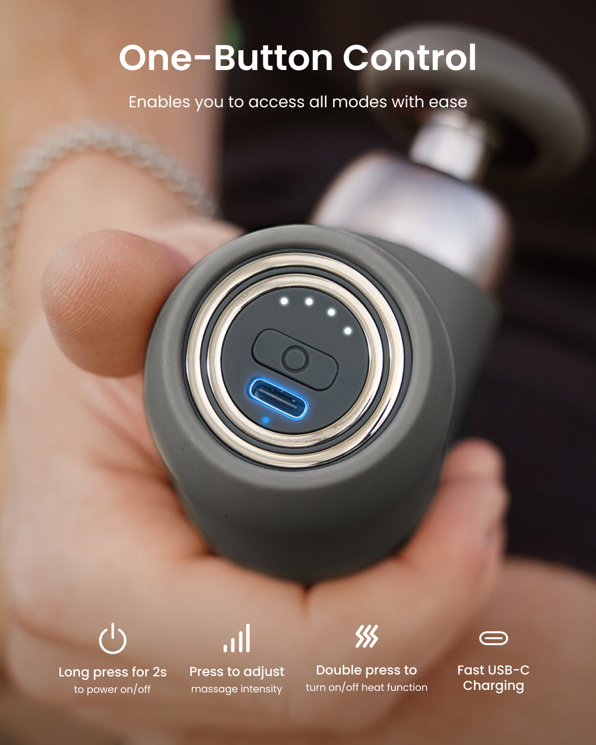 RENPHO Mini Thermal Deluxe Massage Gun with Quick Charging Dock and Heat, Color Silicone Sleeves, Travel Size Percussion Massager with Carry Case, Portable Deep Tissue Muscle Massager