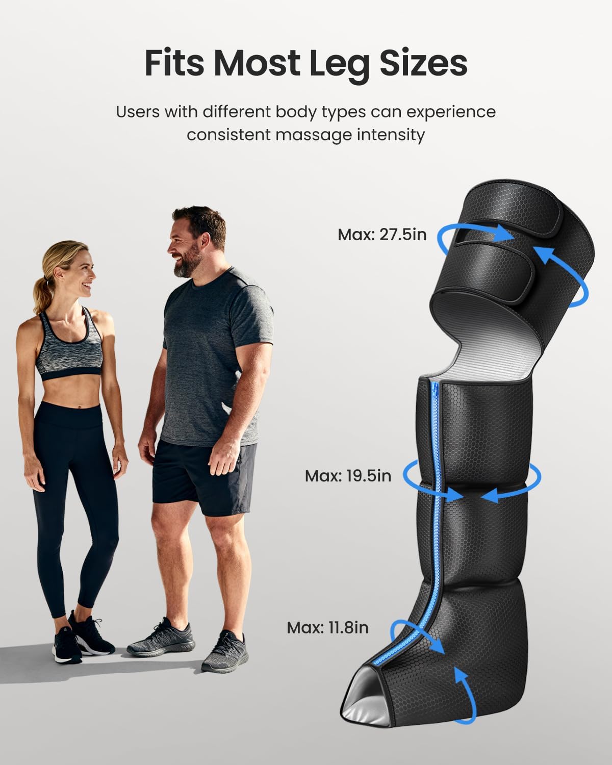RENPHO Leg Massager with Heat, Air Compression Leg Massager for Leg Use with Pressure Sensor, Hand Controller, Muscle Relaxation, Black