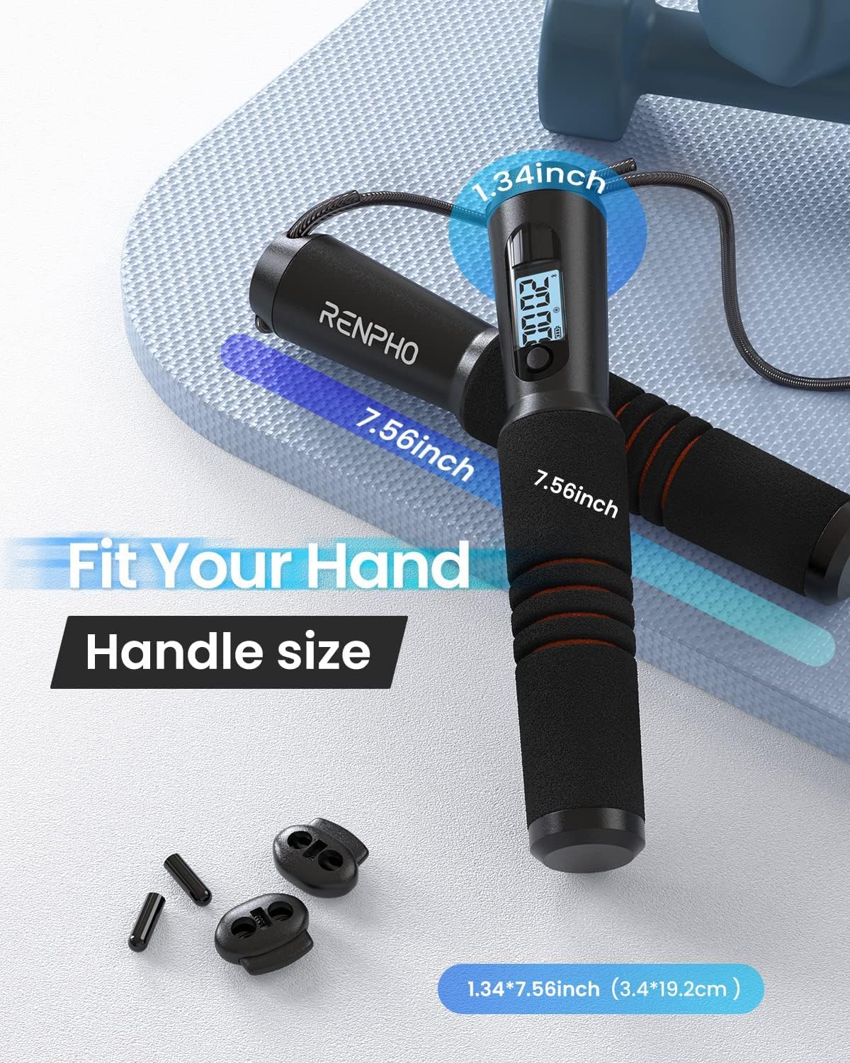 RENPHO - Cuerda de saltar inteligente Fitness Skipping Rope con análisis de datos APP - Cuerda de saltar de entrenamiento - Cuerda de saltar para fitness, crossfit, deporte profesional, cuerda de