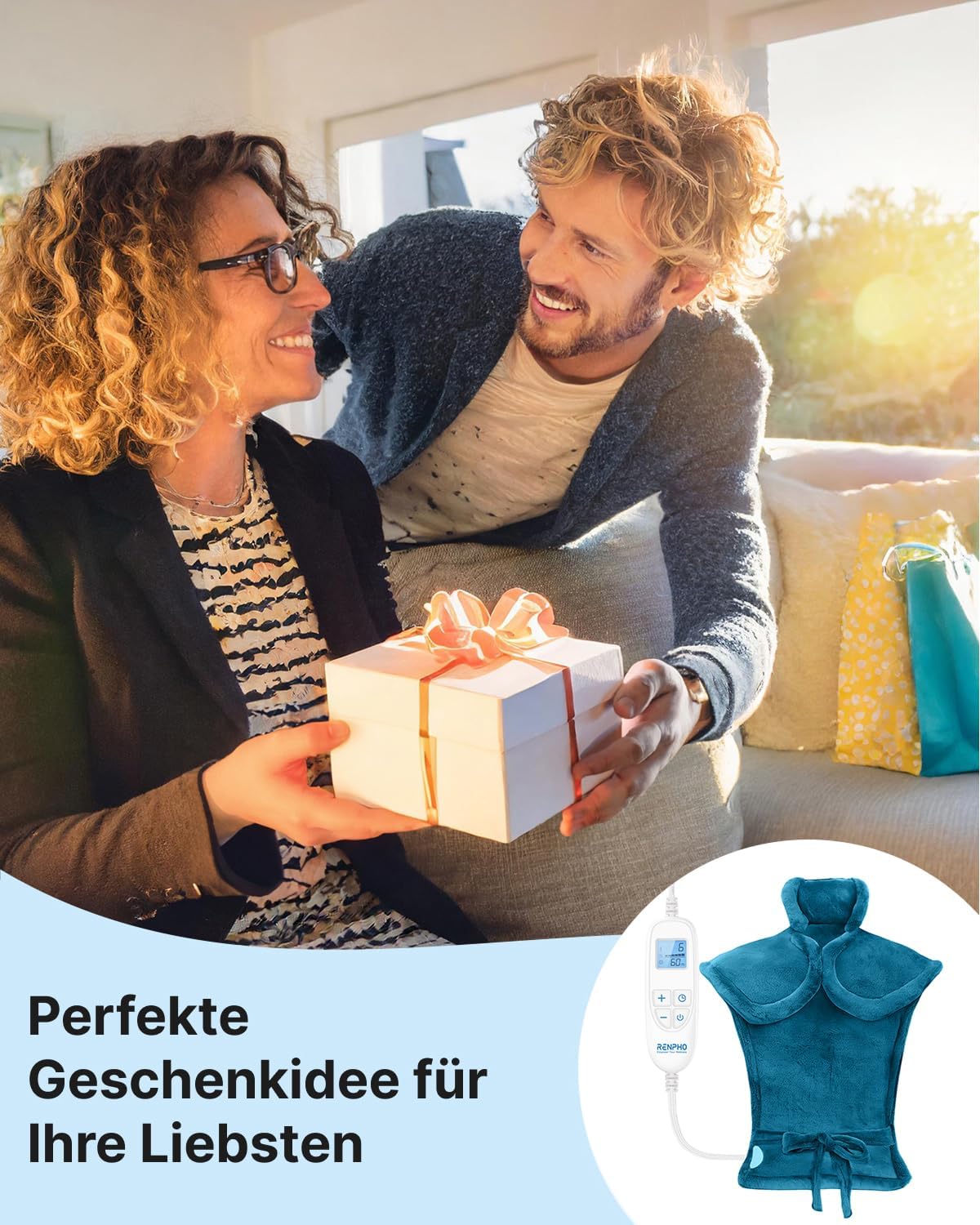 RENPHO Beschwertes Heizkissen für Nacken, Schultern & Rücken, Wärmeauflage