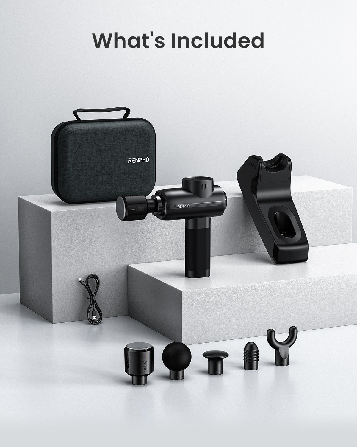 RENPHO Massage Gun Deep Tissue with Charging Stand, Heat and Cold Head, Percussion Body Muscle Masajeador for Athletes, Active Thermacool Deluxe