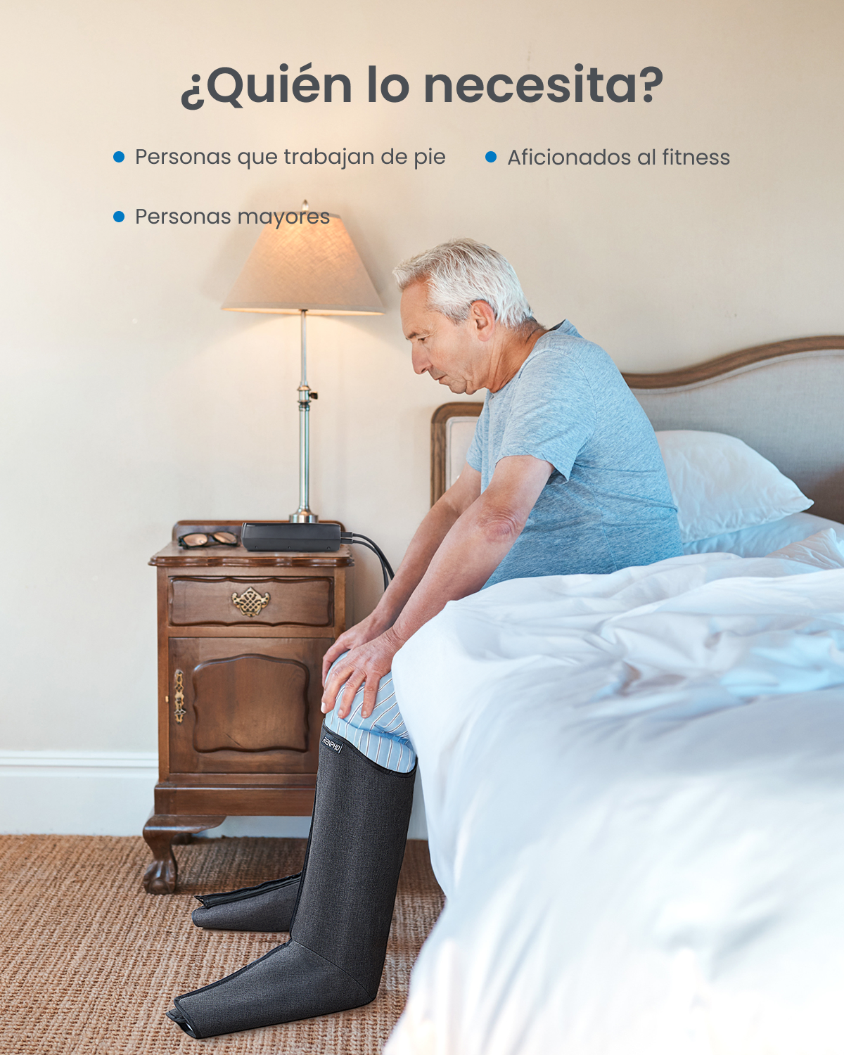 Masajeador de Piernas RENPHO con Compresión de Aire y Calor, 5 Intensidades, 5 Modos y Ajuste para Piernas Grandes, Alivio Para Piernas Cansadas y Tensas, Regalos Navidad Para Mujeres y Hombres