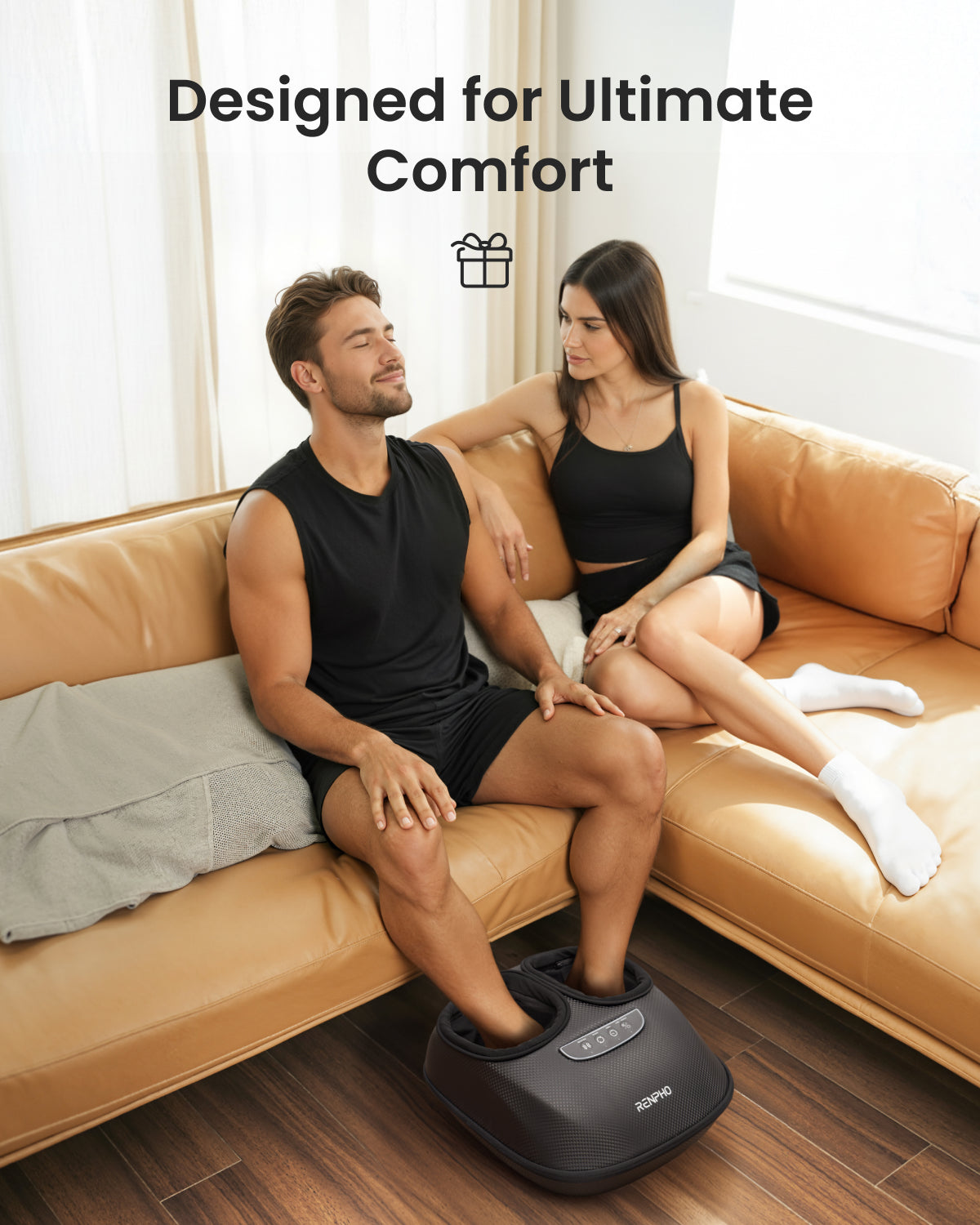 RENPHO Foot Massager with Heat, Deep Kneading Shiatsu Foot Massage for Plantar Fasciitis Neuropathy with 3 Air Compression, Valentines Gifts for Women