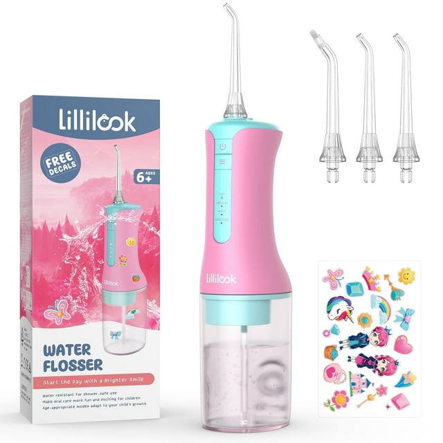 Rechargeable Water Flosser for Kids, Oral Irrigator Portable, Pink