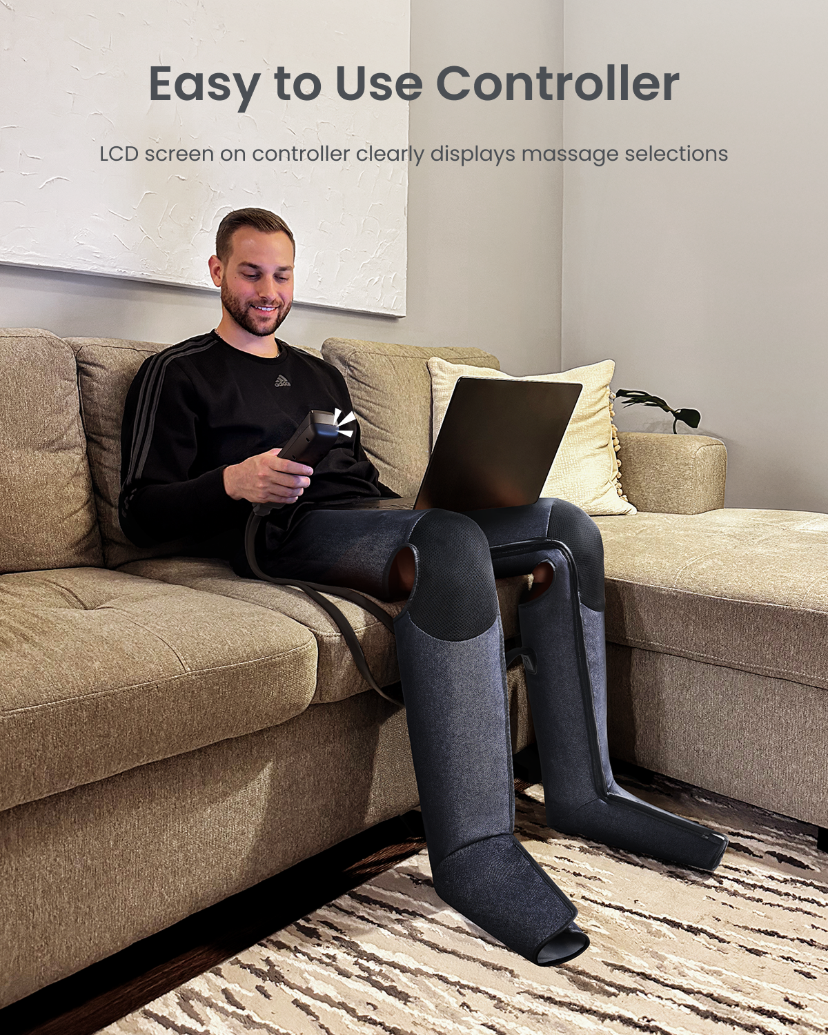 RENPHO Leg Massager with Air Compression, 360° Full Coverage, Feet & Calf & Thigh, Pressure Sensor, Dual/Single Leg Use, 3 Combo + 3 Independent Modes, 5 Intensities, Gifts for Women & Men
