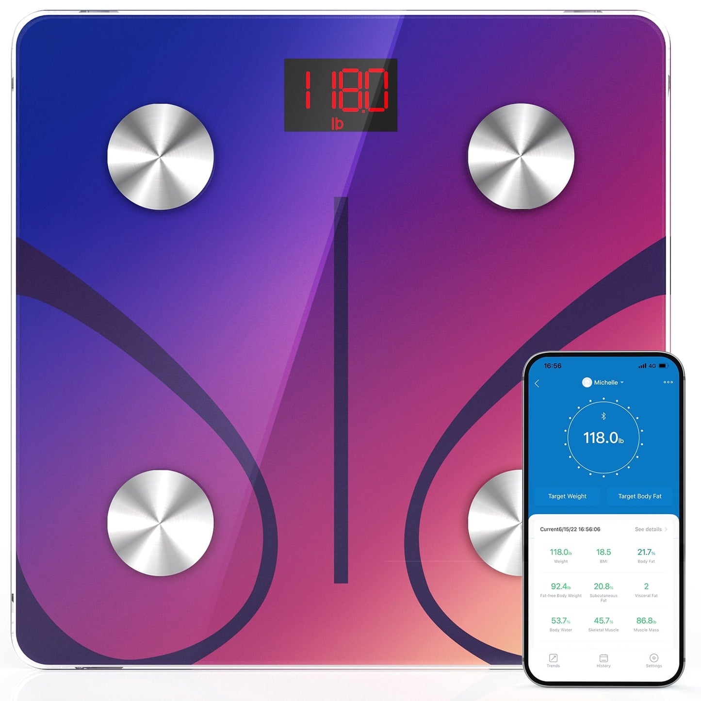 RENPHO Bluetooth Smart Scale for Body Weight with App, 400 lbs, Marble