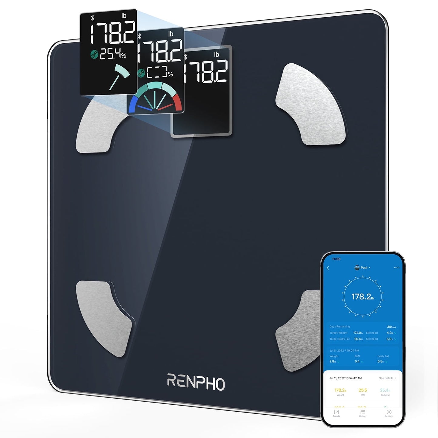 RENPHO Bluetooth Smart Scale for Body Weight with All-in-One VA Display, 400lbs