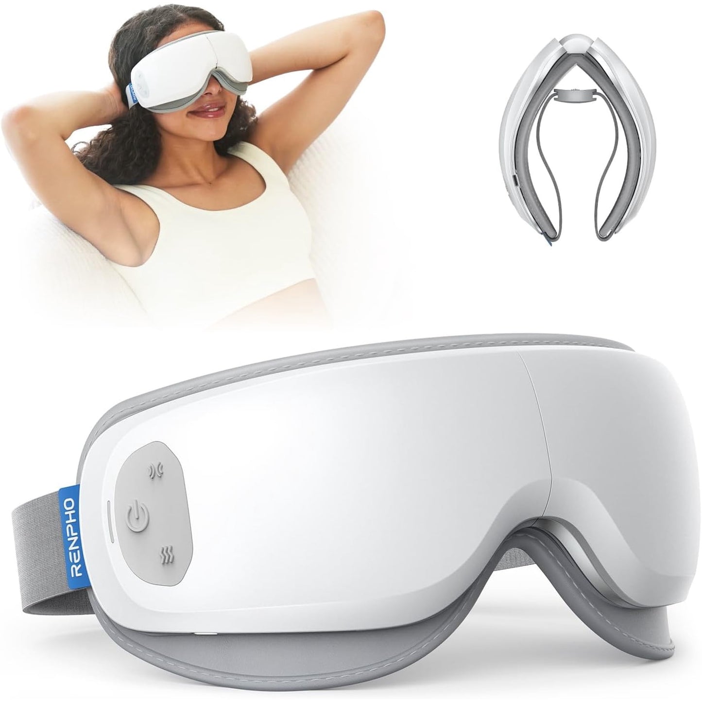RENPHO Ultra-Quiet Eye Massager with Heat, Lightweight Heated Eye Mask for Migraines, Face Massager for Dry Eyes Relax Reduce Strain Improve Sleep Eyeris Zen