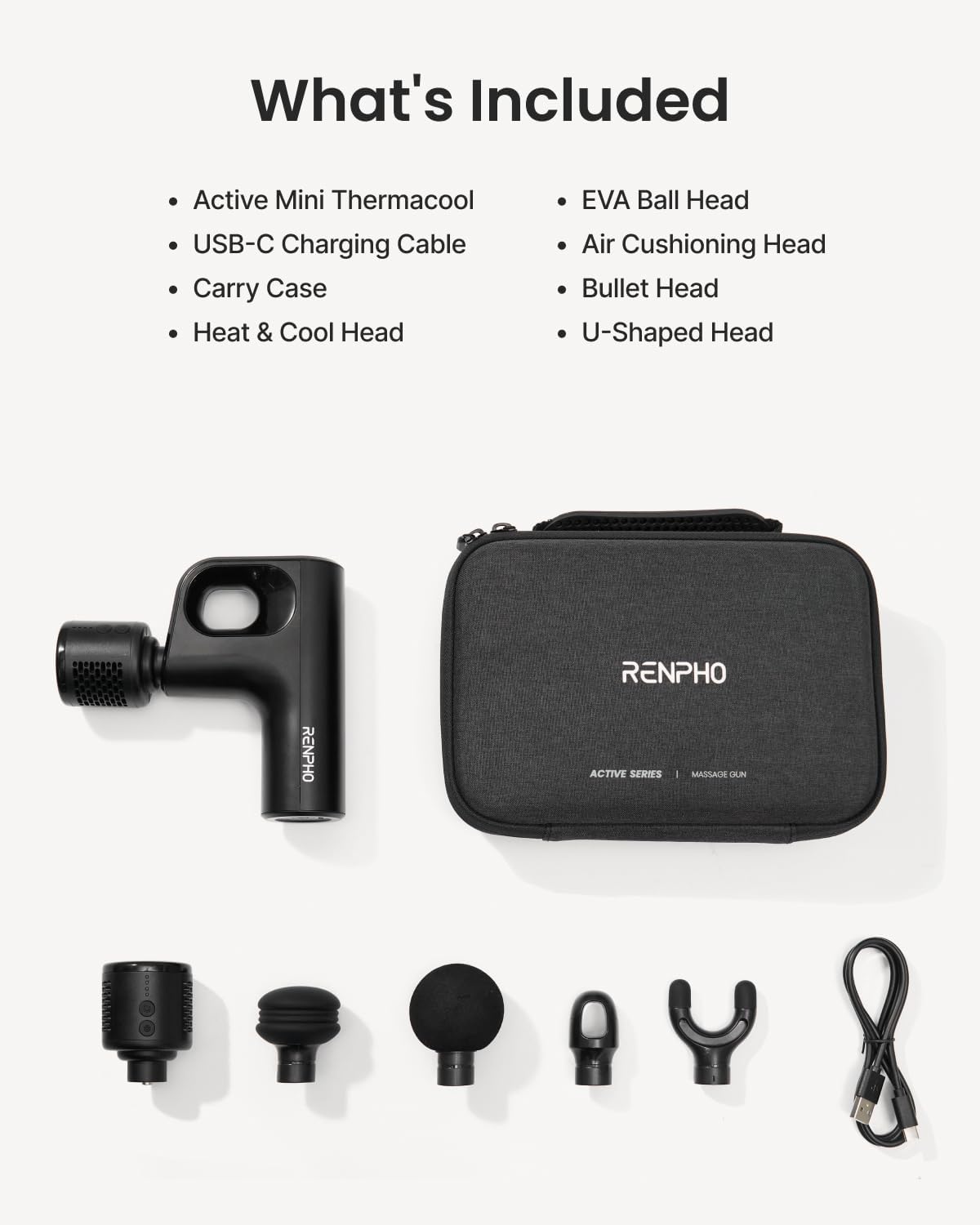 RENPHO Active Mini Thermacool Massage Gun with Heat and Cold, Valentine's Day Gifts, Percussion Deep Tissue Back Massager Ergonomic Design 5 Speeds for Muscle Recovery,Portable with Travel Case