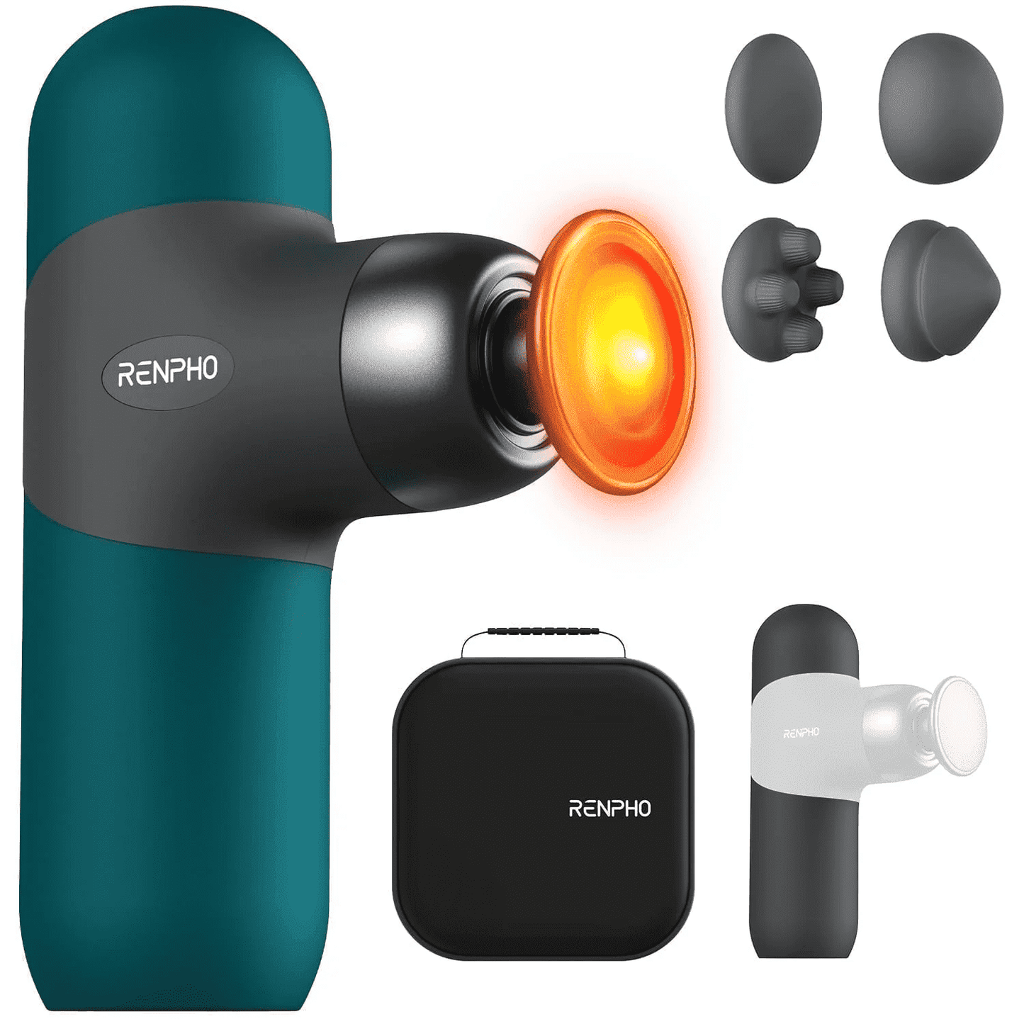 RENPHO Mini Massage Gun with Heat, Handheld Massager Deep Tissue for Pain Relief, FSA HSA Eligible, Portable Travel Size, Gift for Men Women