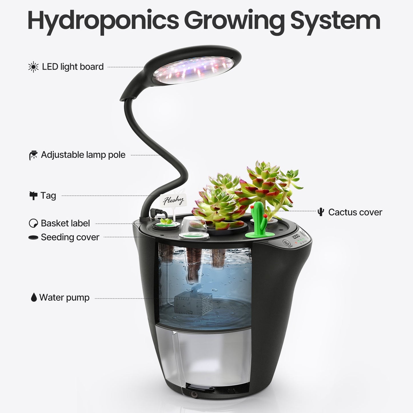 iDOO 2-in-1 Hydroponics & Soil Growing System, 6 Pods Indoor Herb Garden Up to 13.8", Plants Germination Kit for Kitchen, Countertop