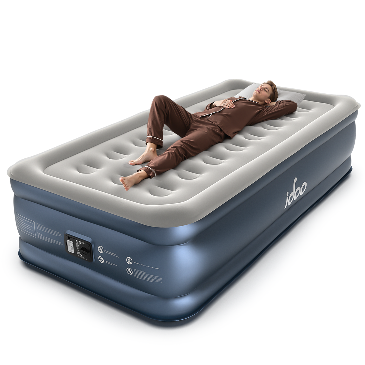 iDOO Air Mattress Twin XL with Built in Pump, 18" Extra Long Inflatable Mattress, 2 Mins Self-Inflating/Deflating, Single Upgraded Blow up Mattress for Travel, Guest & Home, Matelas Gonflable Simple