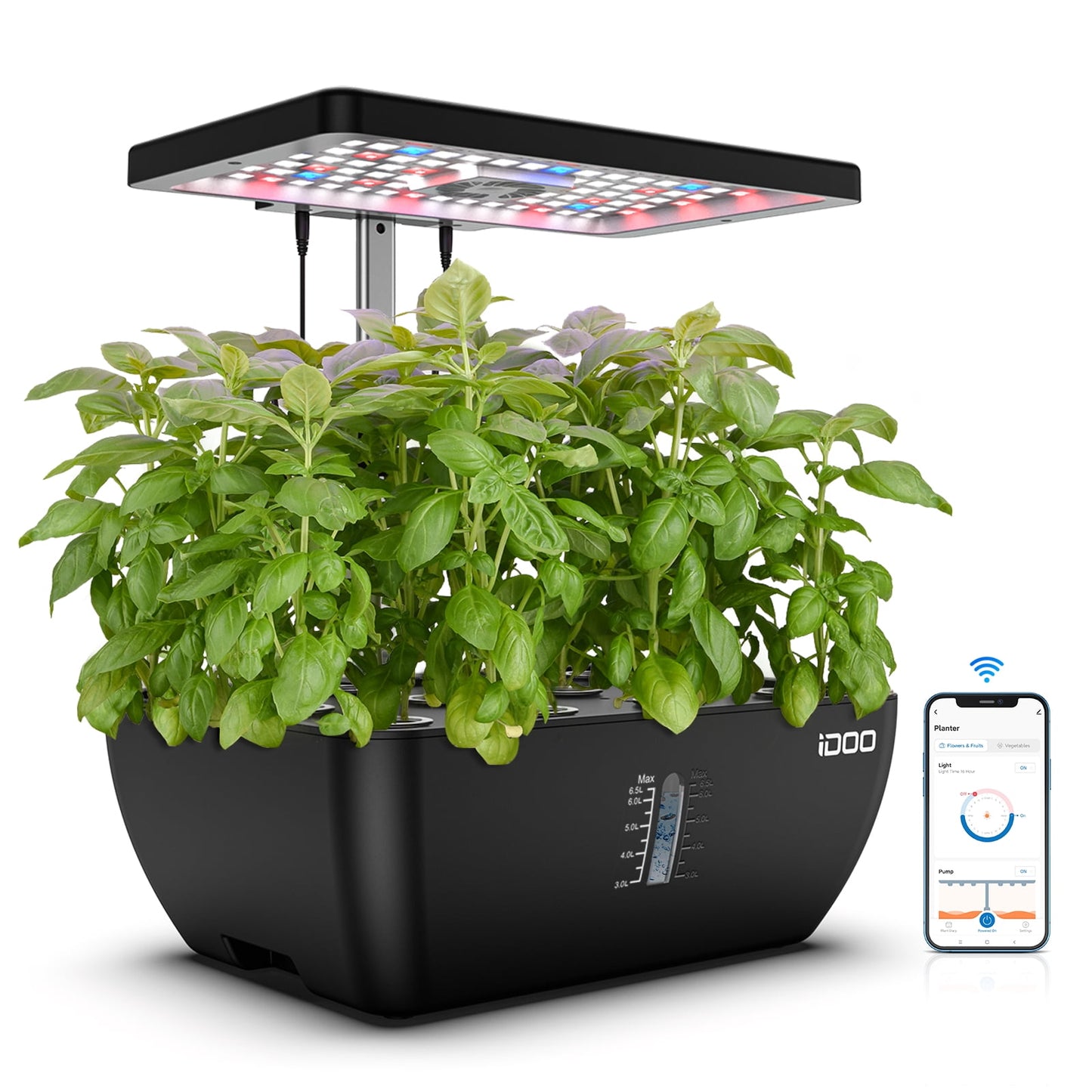 IDOO Smart 12Pods Hydroponic Growing System, WiFi Control, LED Grow Light