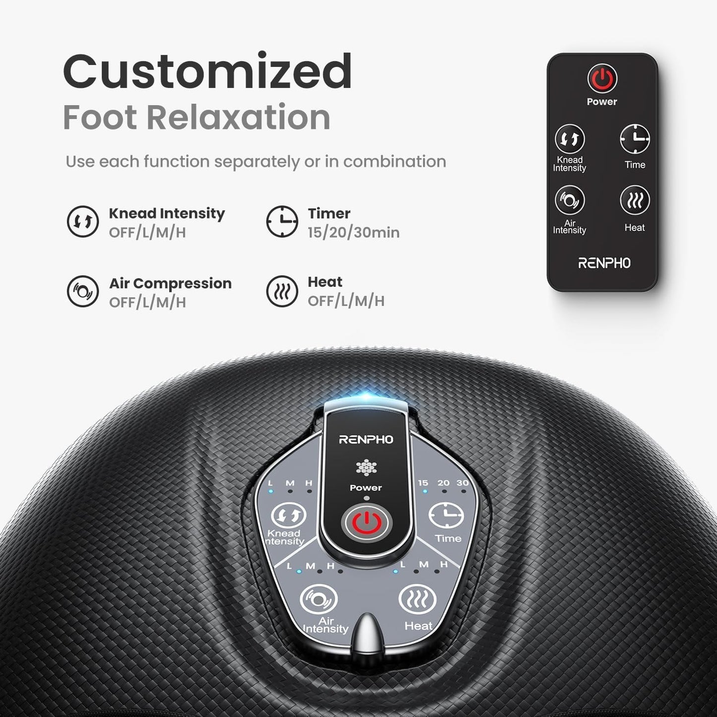 RENPHO Foot Massager Machine with Heat, Mothers Day Gifts for Women Men, 3 Heating Levels, Deep Kneading, Heated Shiatsu Feet Massager with Wireless Remote Control
