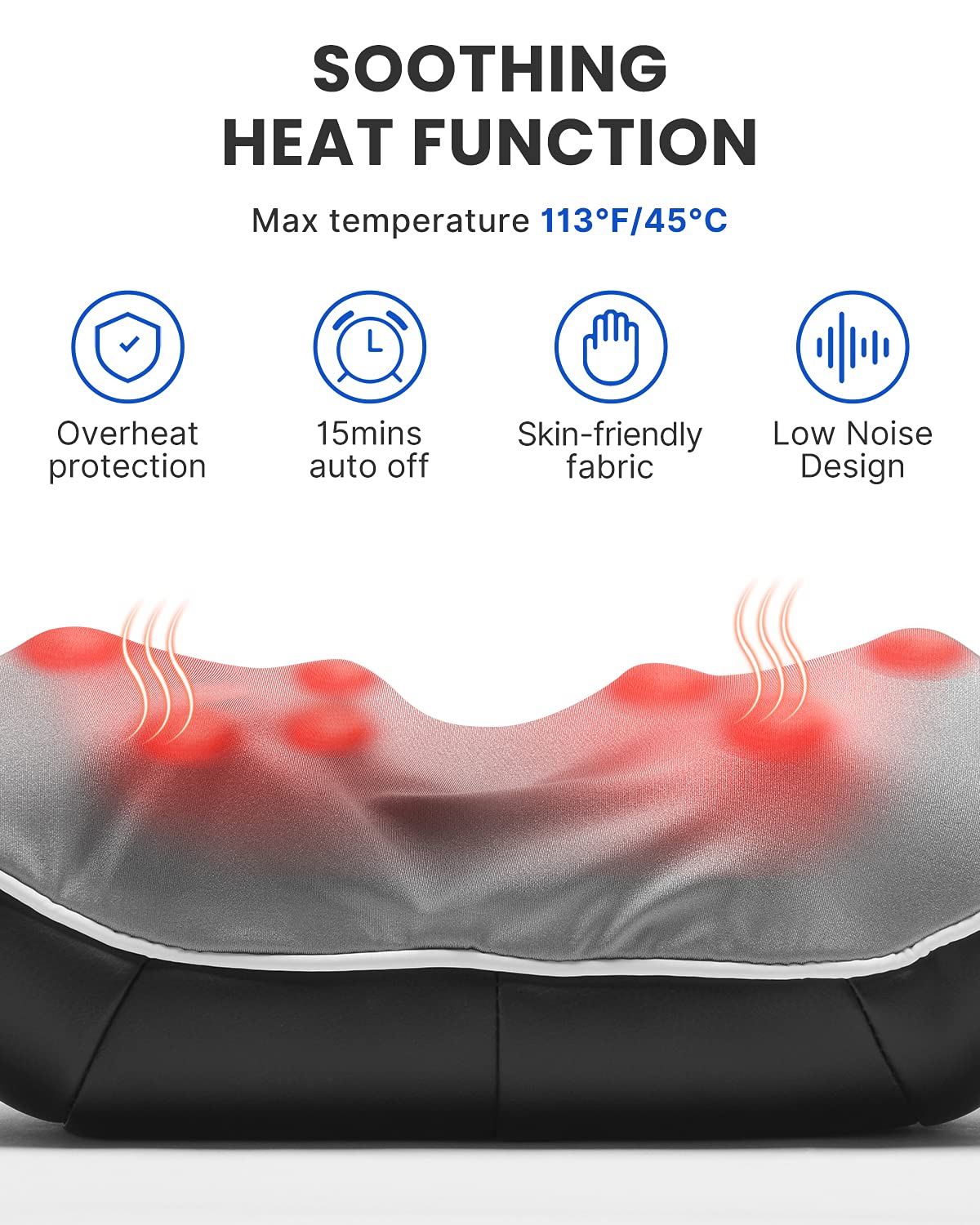 RENPHO Shiatsu Neck and Shoulder Back Massager with Heat, Deep Tissue 3D Kneading Massage Pillow for Women and Men