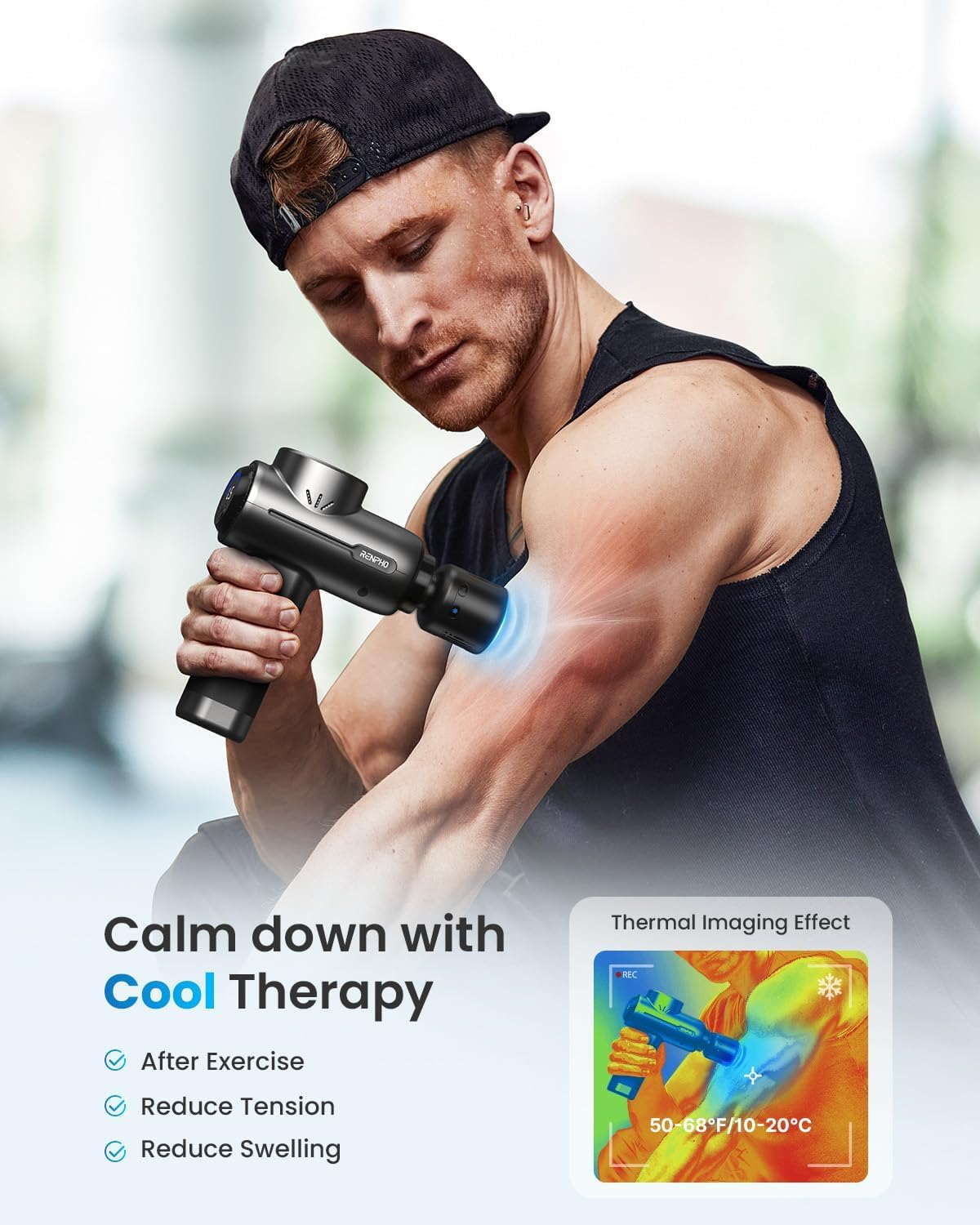 RENPHO Massage Gun with Heat and Cold, Percussion Muscle Deep Tissue Massage Gun Portable with APP, Electric Handheld Massager Gun, Muscle Massager Gun for Men and Women, Active+ Thermacool
