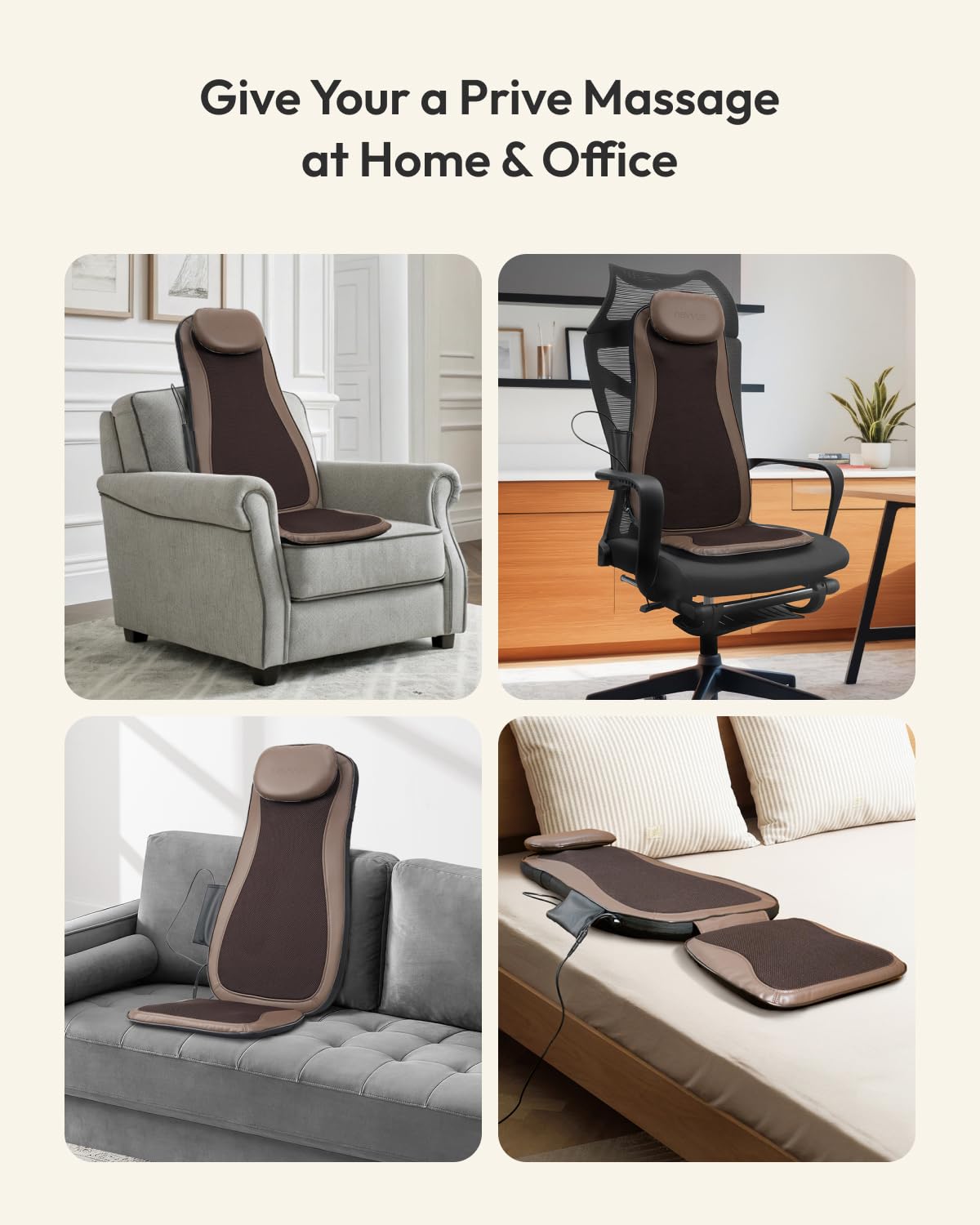 Massagesitzauflage, Massagematte mit Wärmefunktion, Rückenmassagegerät mit 3D Massage, Massagegerät Rücken mit Vibration, Shiatsu Massagegerät mit 3 Intensitäten, Massageauflage Zu Hause, Romm
