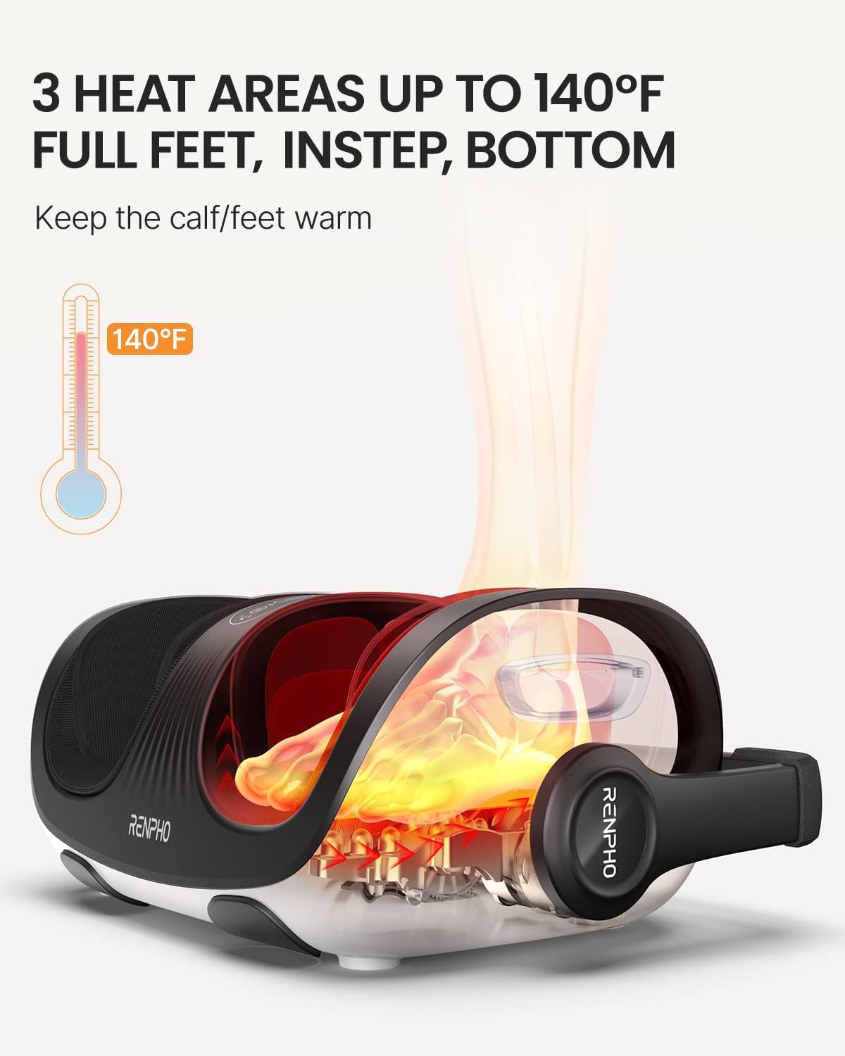 RENPHO Shiatsu Foot Massager Machine with Heat and Remote, Deep Kneading and Rolling Calf Massage, Mothers Day Gift for Women Men, Fits Up to Men Size 14