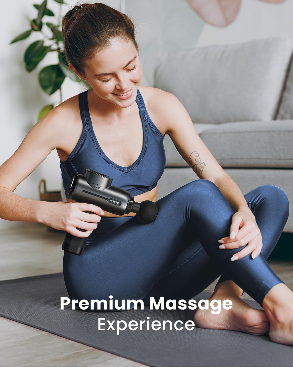 Massage Gun Deep Tissue with Bluetooth, RENPHO Active Massage Gun Percussion Muscle Massage Gun for Athletes, Powerful Portable Electric Handheld Massager Gun, LED Touch Display, Carry Case