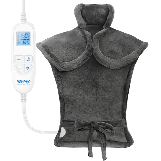 RENPHO 24"x33" Electric Heating Pad for Neck Shoulder and Back, FSA Eligible, Heat Pad for Pain Relief, Fast Heating Hot Therapy 6 Heat Settings, ETL Certified, Gifts for Women Men - Grey