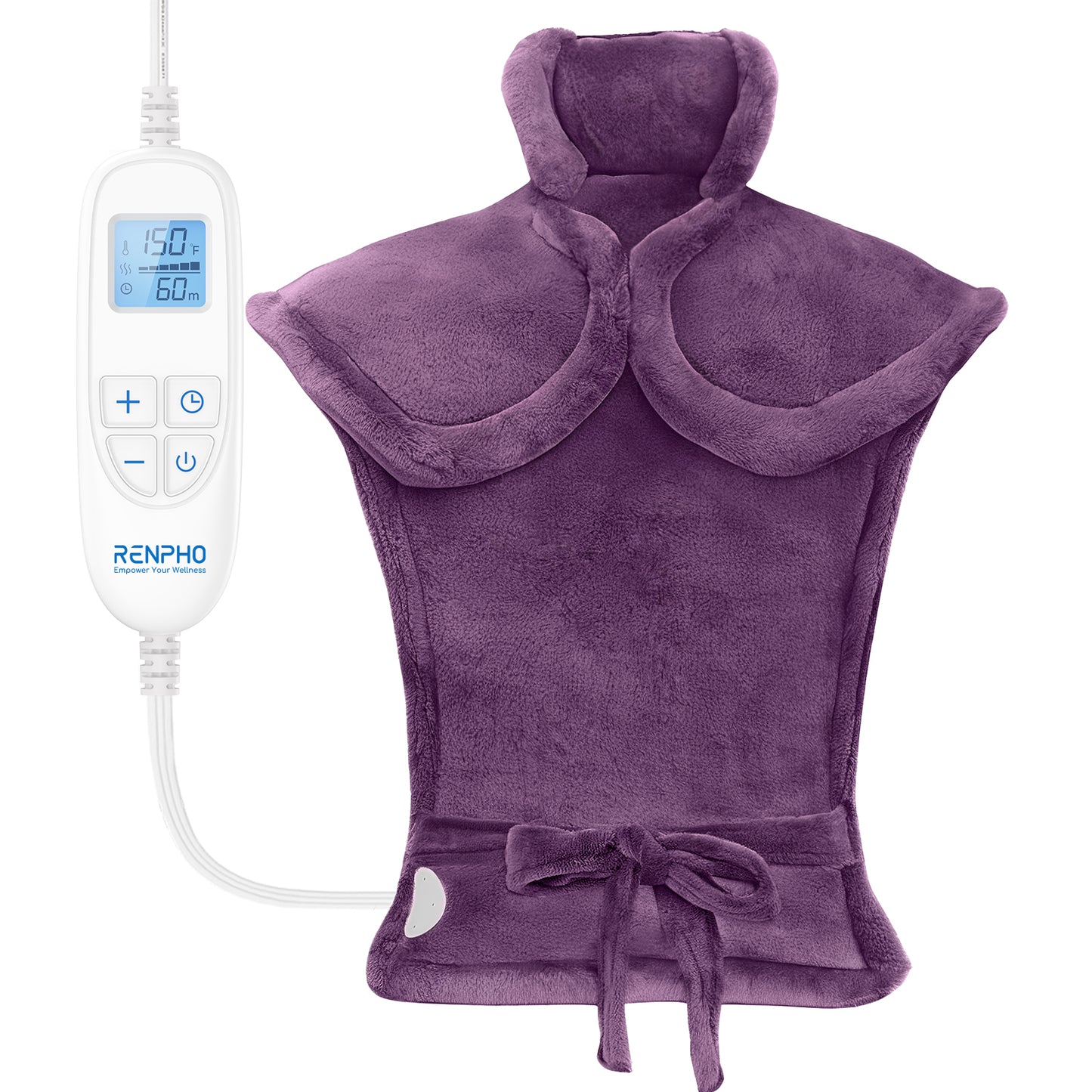 RENPHO 24"x33" Electric Heating Pad for Neck Shoulder and Back, FSA Eligible, Heat Pad for Pain Relief, Fast Heating Hot Therapy 6 Heat Settings, ETL Certified, Gifts for Women Men - Purple