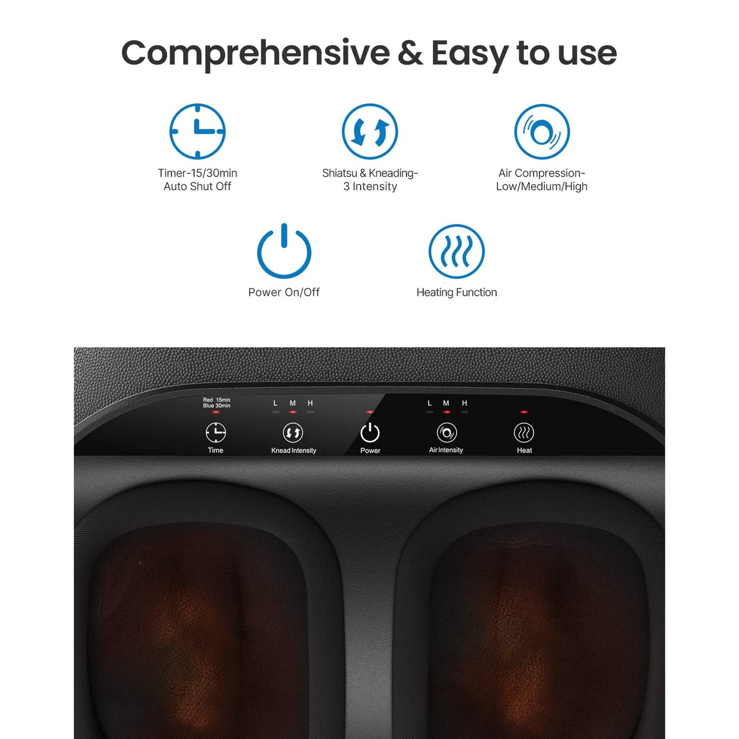 RENPHO Shiatsu Foot Massager Machine with Heat, Birthday Gifts for Mom Dad Men,Deep Kneading Therapy Improve Foot Wellness- Black