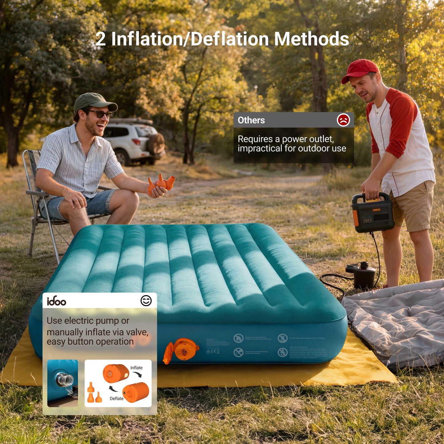 iDOO 10" Twin Size Air Mattress with Built-in Pump for Camping and Outdoor, 550lb Max