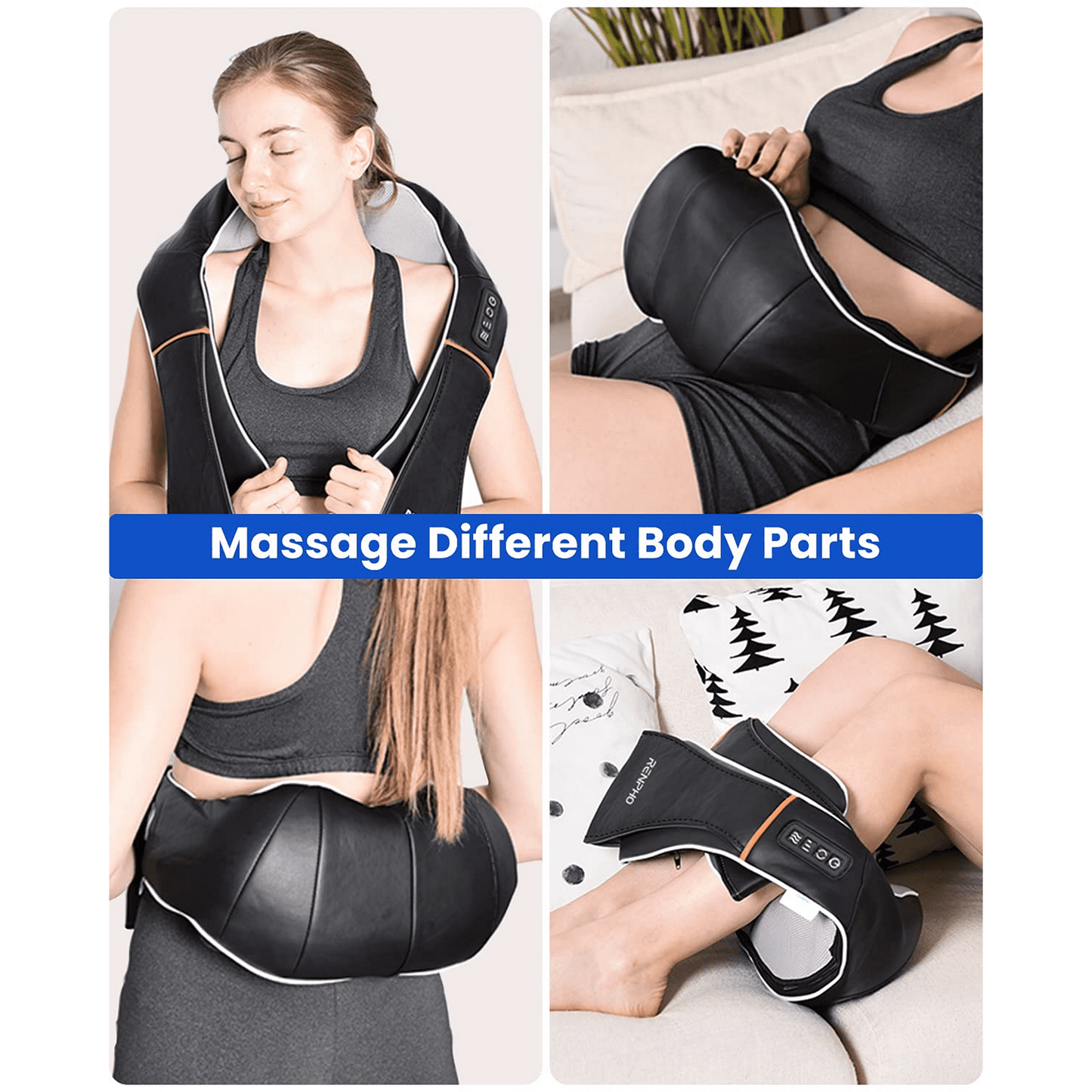 RENPHO Shiatsu Neck Massager with Heat & Vibration, Deep Tissue 3D Kneading Shoulder Massager for Pain Relief, Cordless Leather Gift for Women and Men