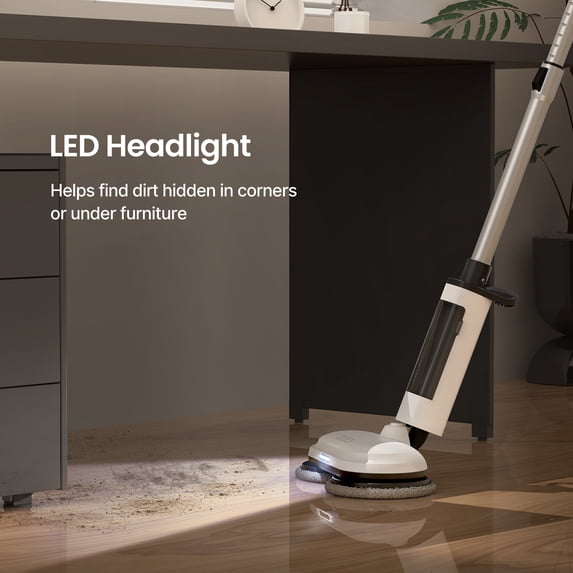iDOO Cordless Electric Mop with Water Sprayer & LED Headlight, Dual-Motor, Self-Propelled, Effortless Clean & Waxing