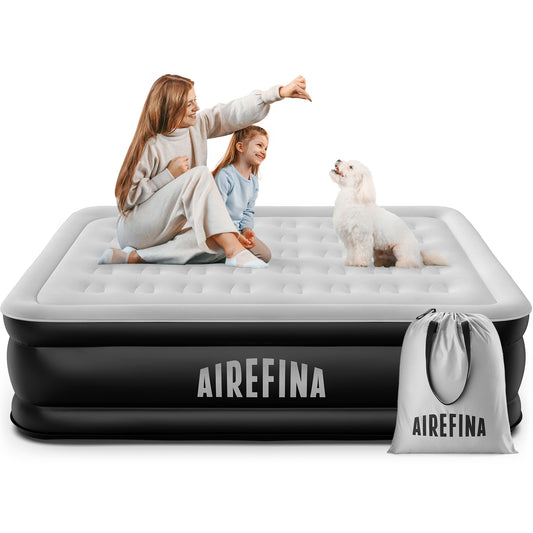 Airefina Twin Air Mattress with Built in Pump, 18" Inflatable Mattress, Inflates in 3 Mins with Upgraded 4 Air Chamber, Single Blow up Mattress for Travel, Guest & Home, Matelas Gonflable Simple