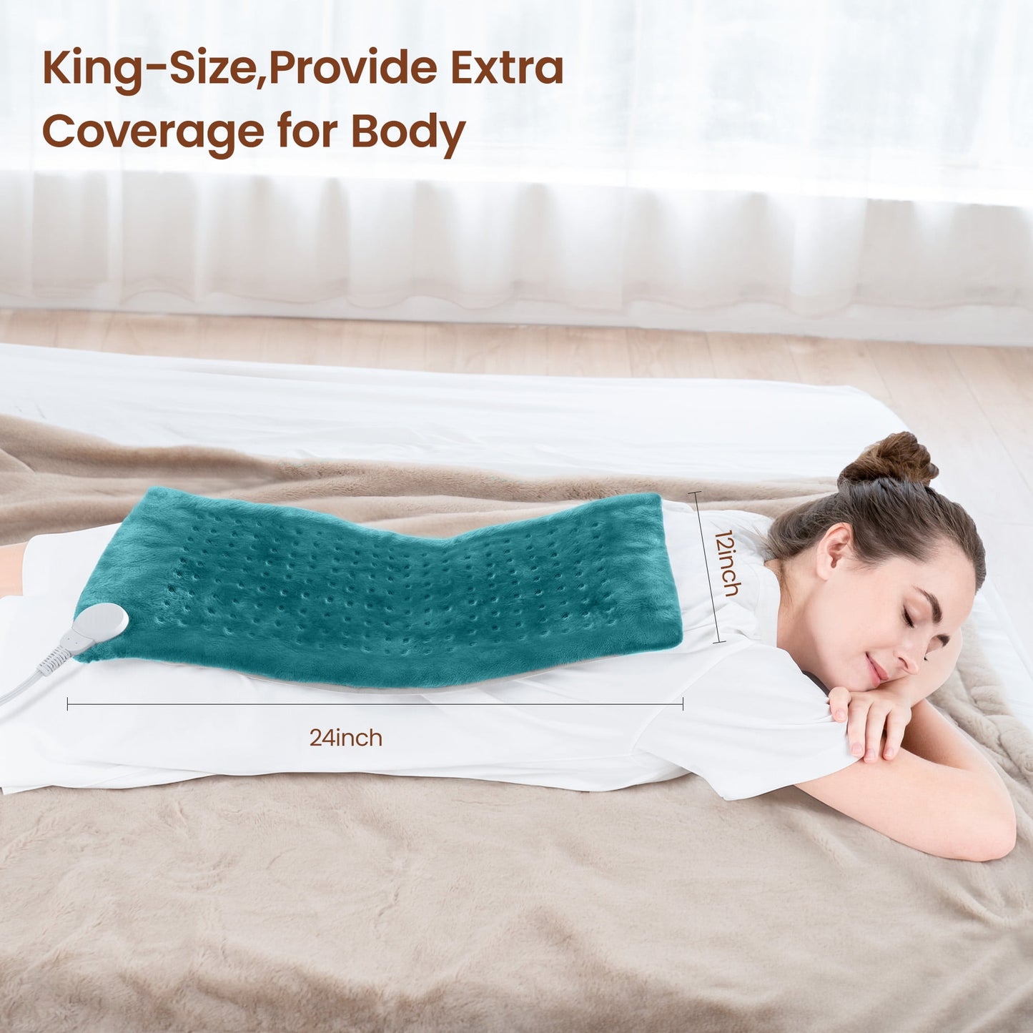 Heating Pad for Back Pain Relief & Period Cramps, FSA HSA Eligible,10 Heat Settings, 12"x24", Birthday Christmas Gifts for Women Men, Blue