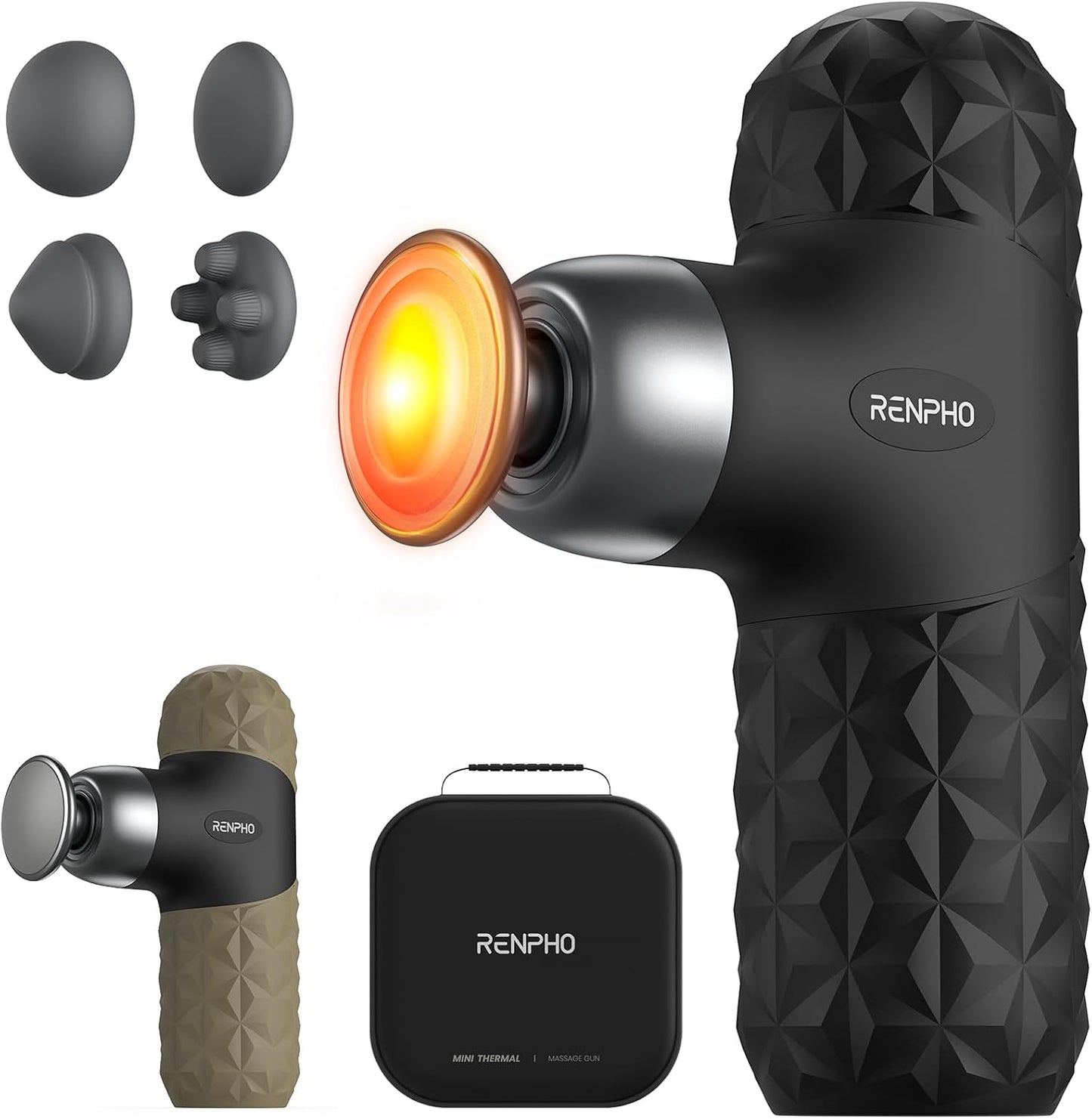 RENPHO Mini Massage Gun with Heat, Handheld Massager Deep Tissue for Pain Relief, FSA HSA Eligible, Valentines Day for Women Men, Portable Travel, Black