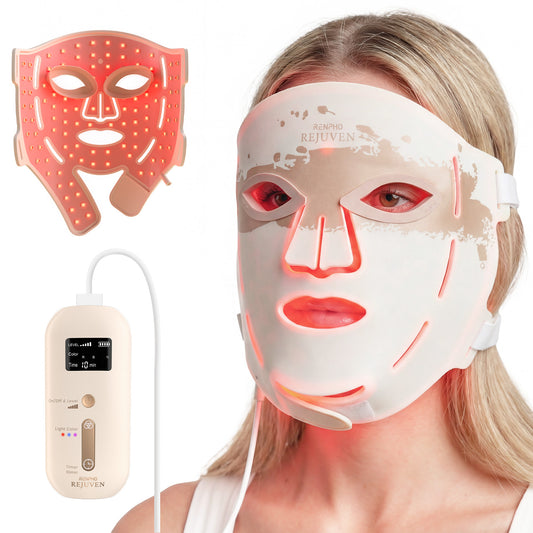 RENPHO Red Light Therapy Mask for Face, 324 LEDs & 3 Light Modes, 850NM Infrared Portable Face Mask Light Therapy with Remote for Facial Skincare Home Use, Gifts for Women Mom Wife