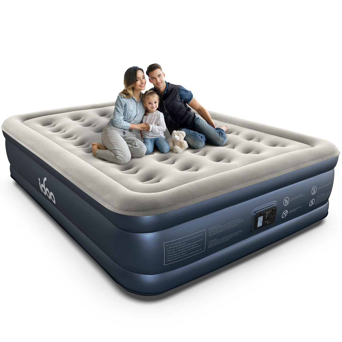 iDOO Queen Air Mattress with Built in Pump, 18" Raised Blow up Bed
