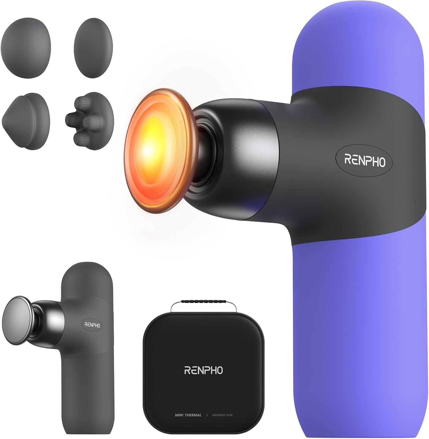 RENPHO Mini Massage Gun with Heat, Handheld Massager Deep Tissue for Pain Relief, FSA HSA Eligible, Valentines Day for Women Men, Portable Travel, Violet