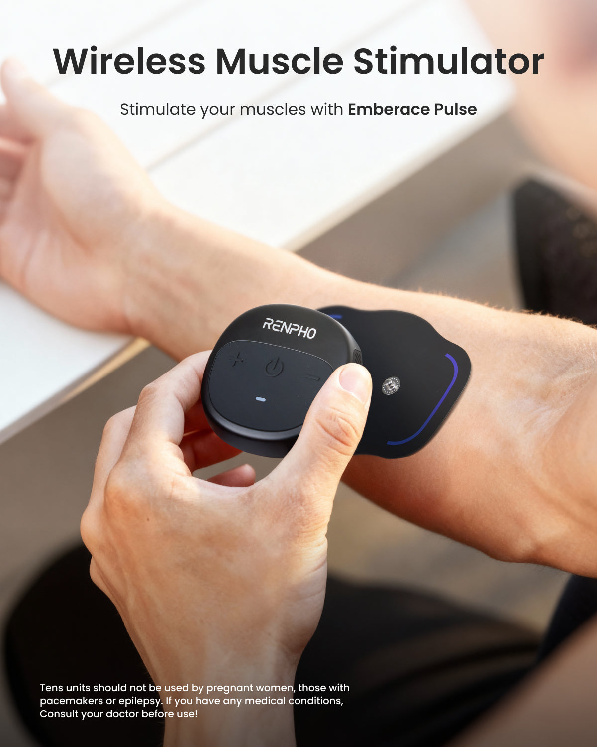 RENPHO Wireless TENS Unit Muscle Stimulator, Portable EMS Muscle Stimulator Machine, Rechargeable TENS Machine Muscle Relaxer for Back, Waist, Shoulders, Legs, 4 Gel Electrode Pads