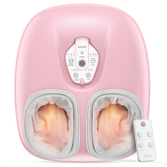 RENPHO Foot Massager Machine with Heat [2026 Upgraded], Shiatsu Foot Massager for Plantar Fasciitis, Valentines Day Gifts for Her Him, FSA Eligible HSA Store Eligible, Pink