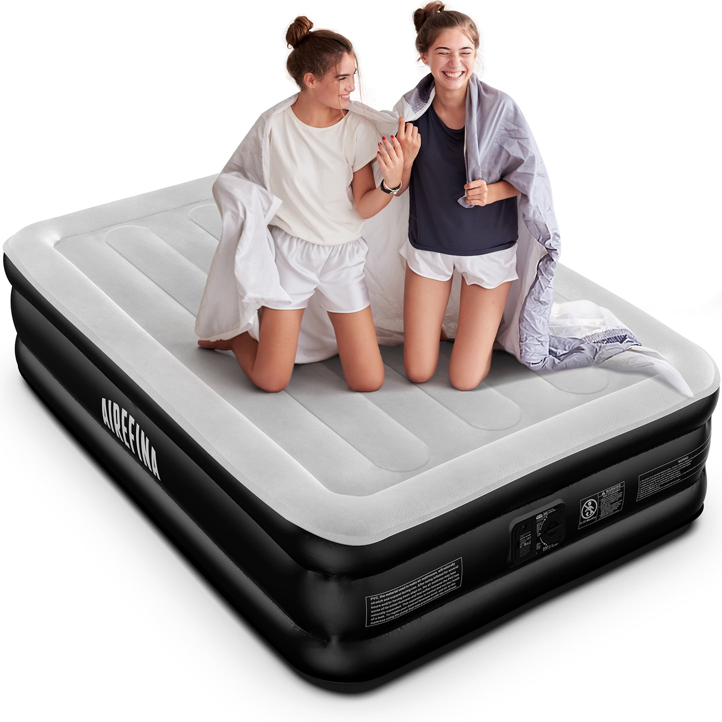 Airefina Air Mattress with Built in Pump, 18" Double Inflatable Mattress for Guests, Home & Travel, Full Blow up Mattress 3-Min Quick Self Inflating, Portable & Waterproof Air Bed, Matelas Gonflable